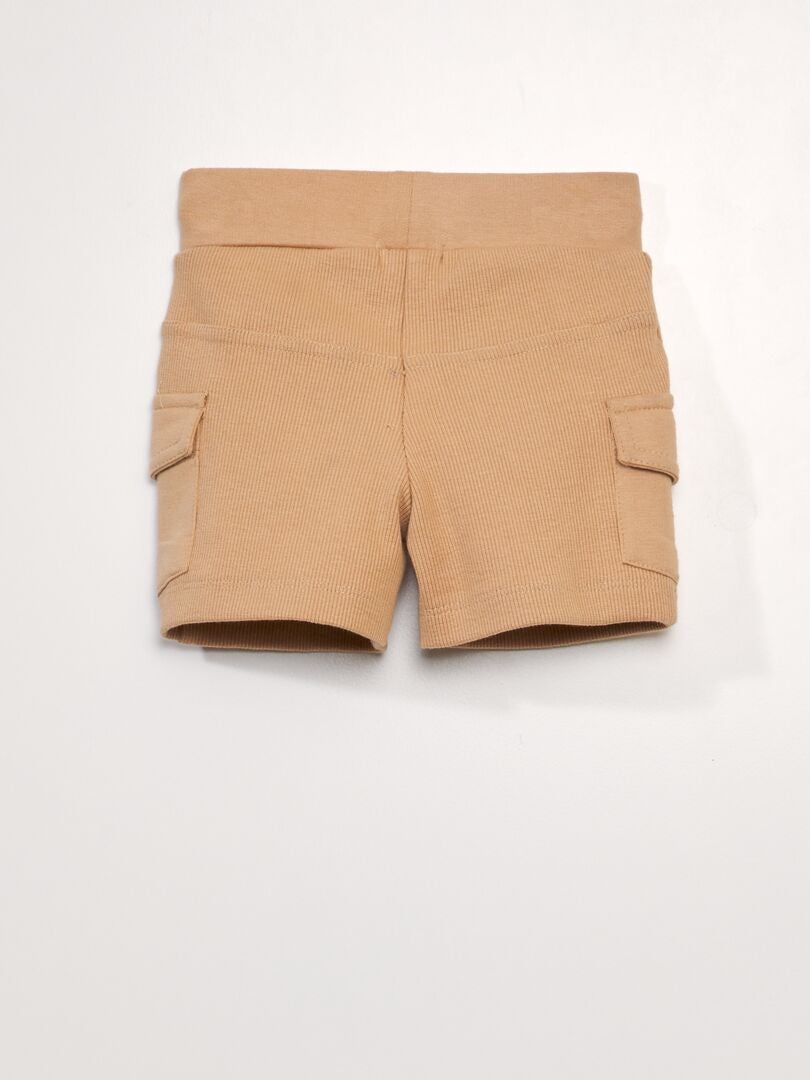 Geribbelde cargoshorts - BEIGE