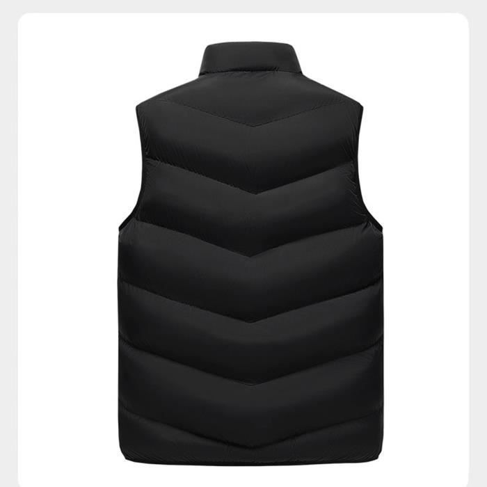 Chaqueta acolchada sin mangas para hombre con forro polar, tallas grandes, cuello alto - Negra