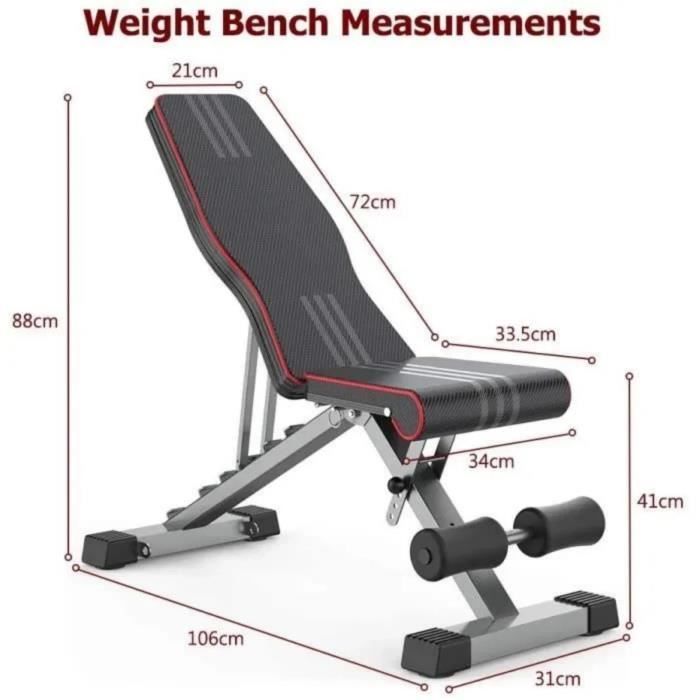 Banco de musculação dobrável Dripex - Banco de treino multifuncional ajustável - Banco de musculação para academia em casa e escritório