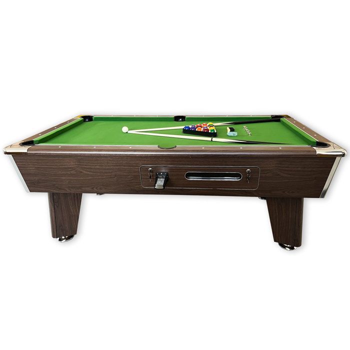 7-foot green pool table with manual coin mechanism – Competition