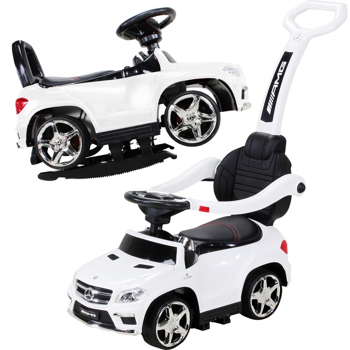 Actionbikes Motors Mercedes Benz GL 63 AMG Jeździk z pałąkiem (Elektryczny samochód dla dzieci od 1 roku życia – funkcja bujania – podnóżki, 1-częściowy, akumulator 6 V – MP3 – Bluetooth – moduł dźwiękowy – dioda LED – opony EVA), pojazd dziecięcy