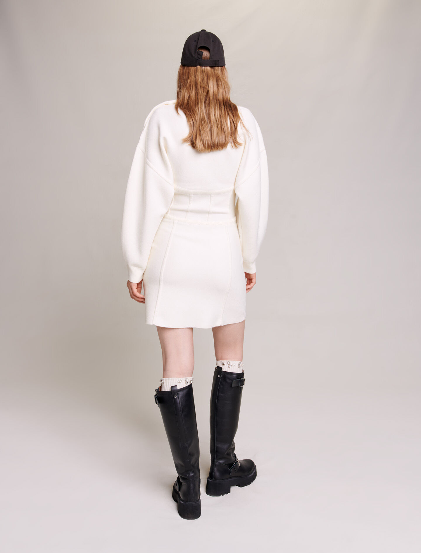 Jerseyjurk met korseteffect - Gebroken wit