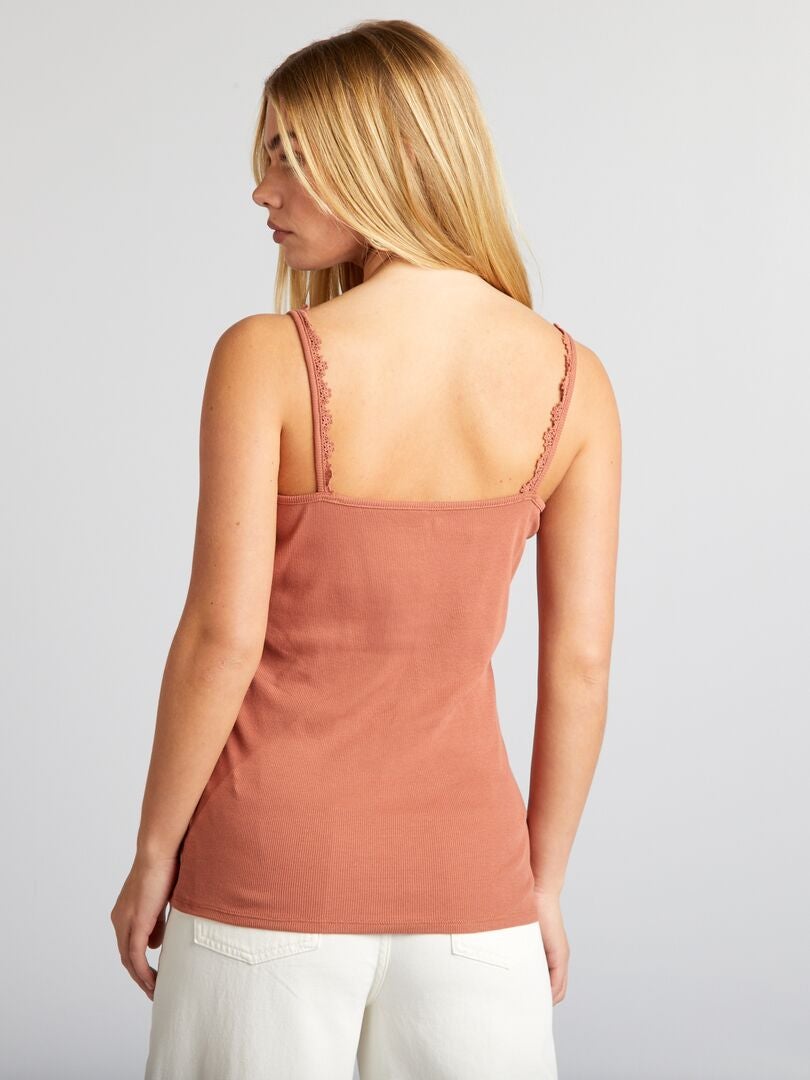 Camisola com alças finas - MARROM
