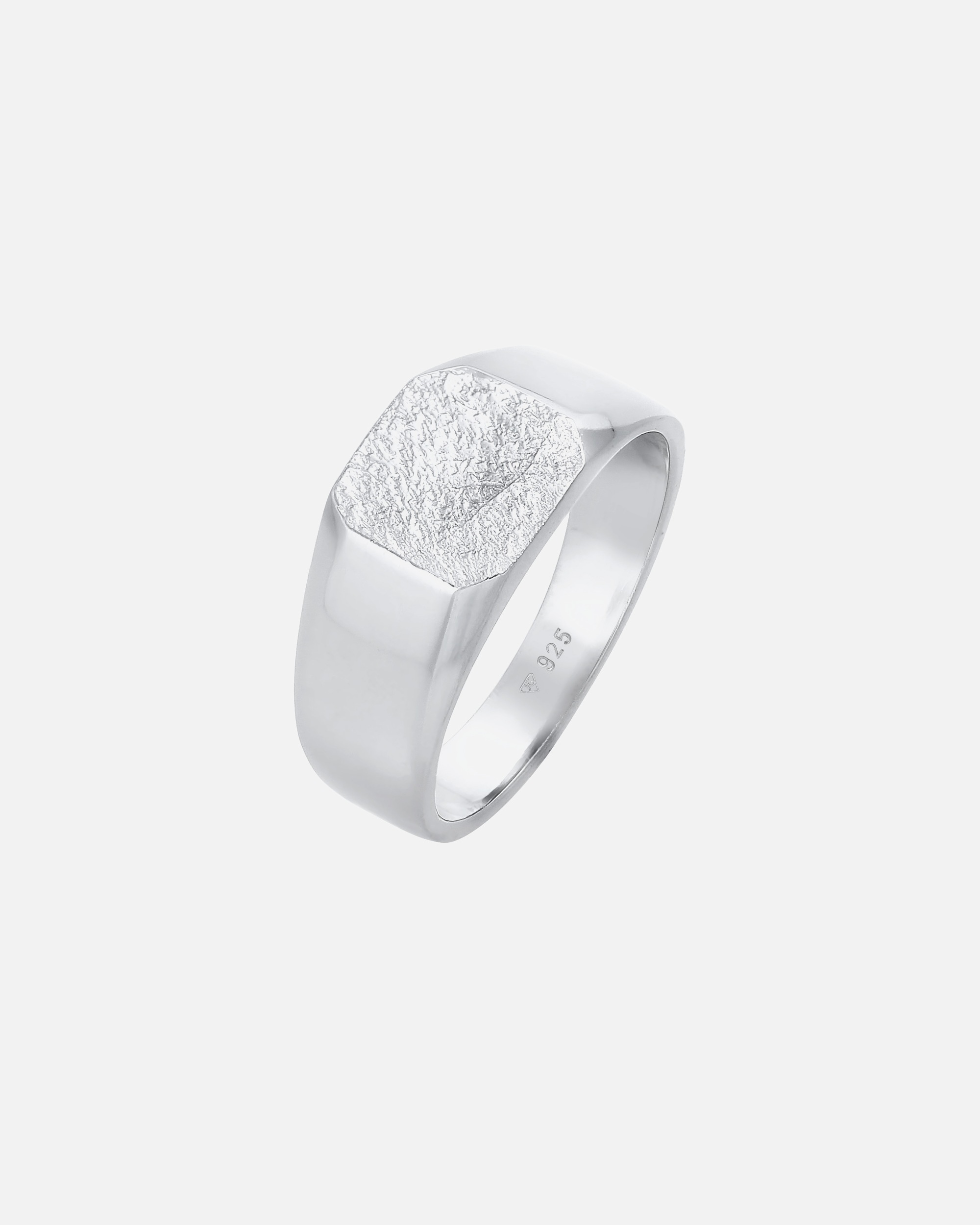KUZZOI Hommes sceau carré basique texture noire en argent sterling 925