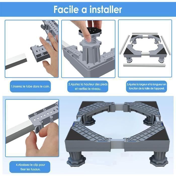 Washing Machine Support, BYONDSELF®, Adjustable Washing Machine Base, 41-64 CM, Suitable for Washing Machines and Dryers