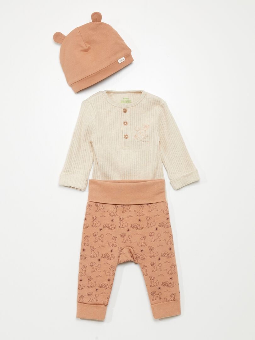 3-delige Disney-set bestaande uit een sweatshirt, broek en pet - BEIGE