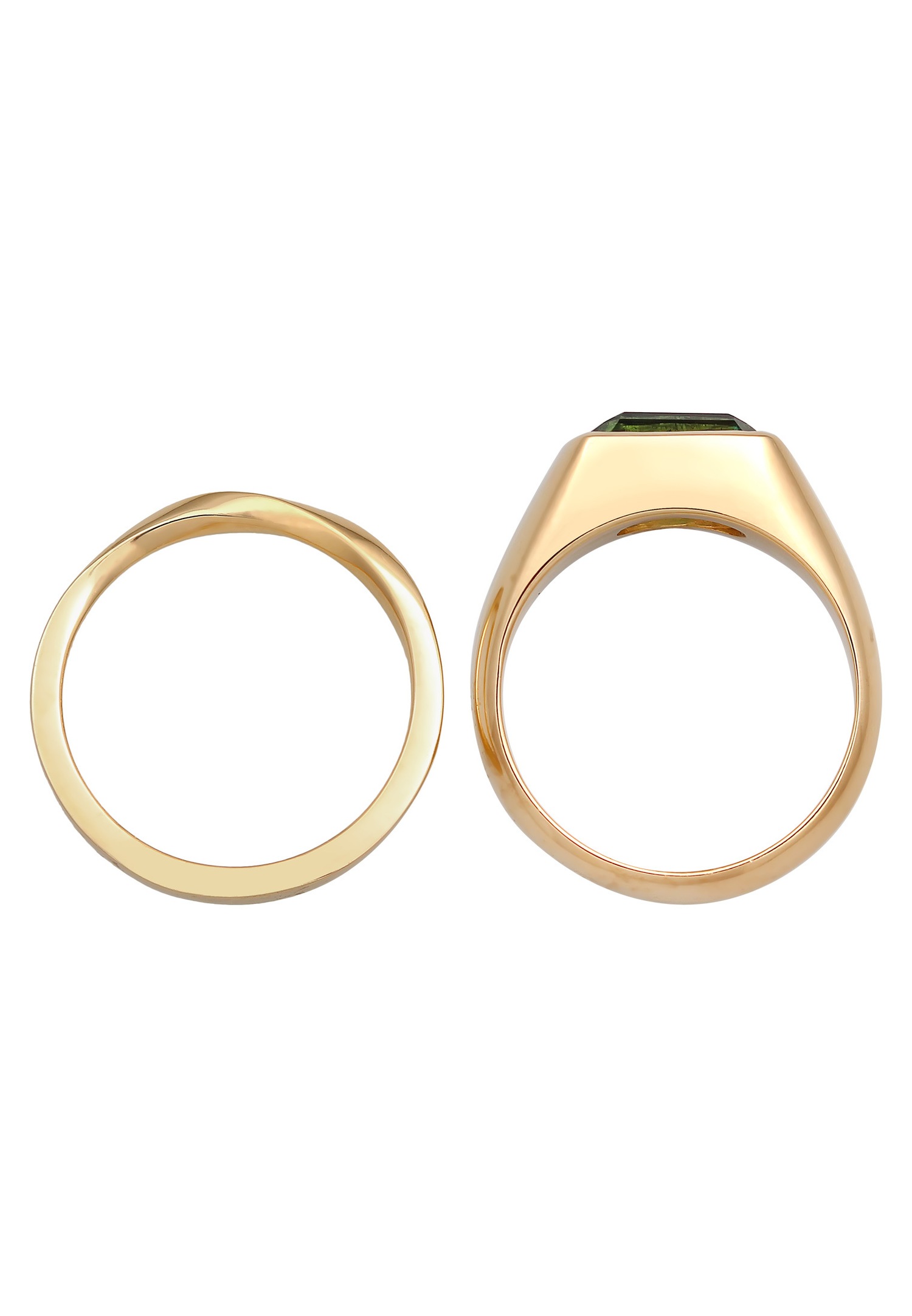 Elli PREMIUM Femmes Sceau classique Set de 2 avec pierre précieuse de quartz en argent sterling 925 plaqué or