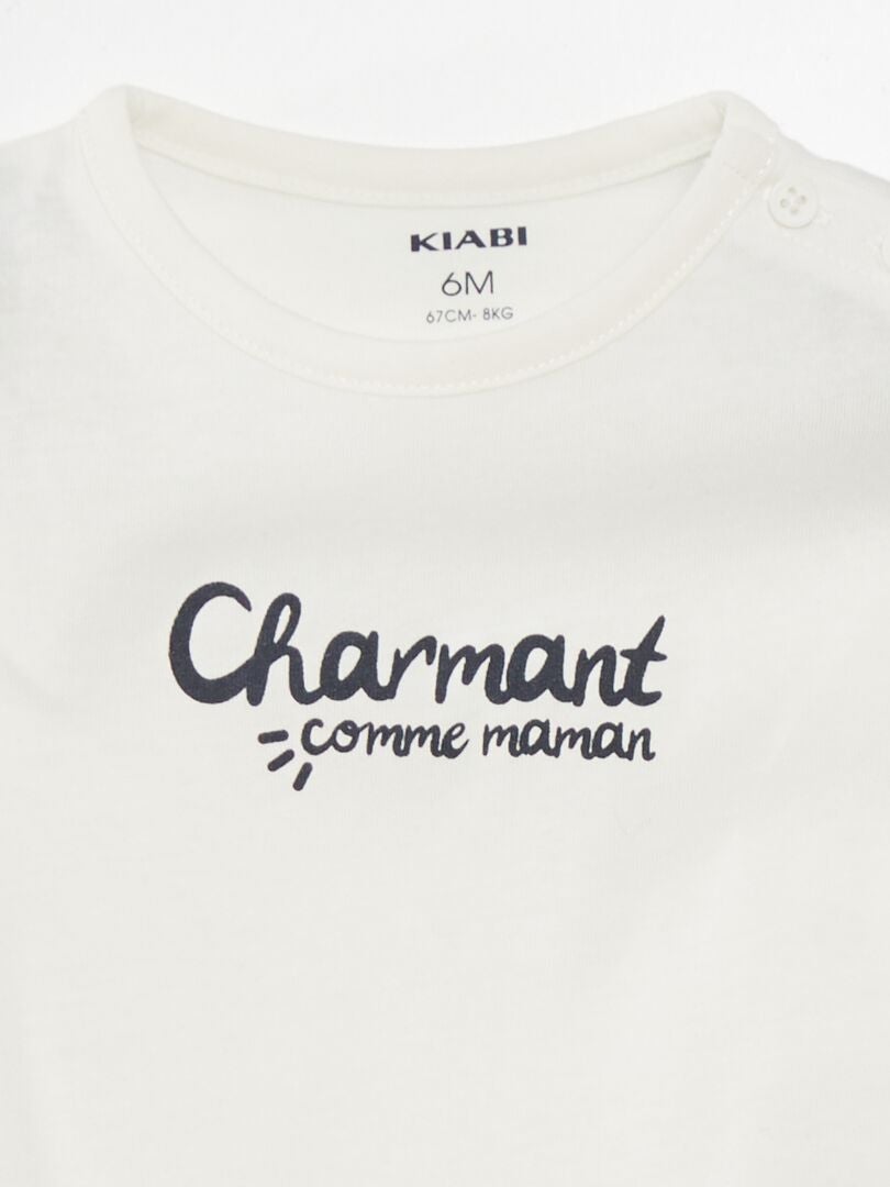 T-shirt met korte mouwen en opdruk - WIT