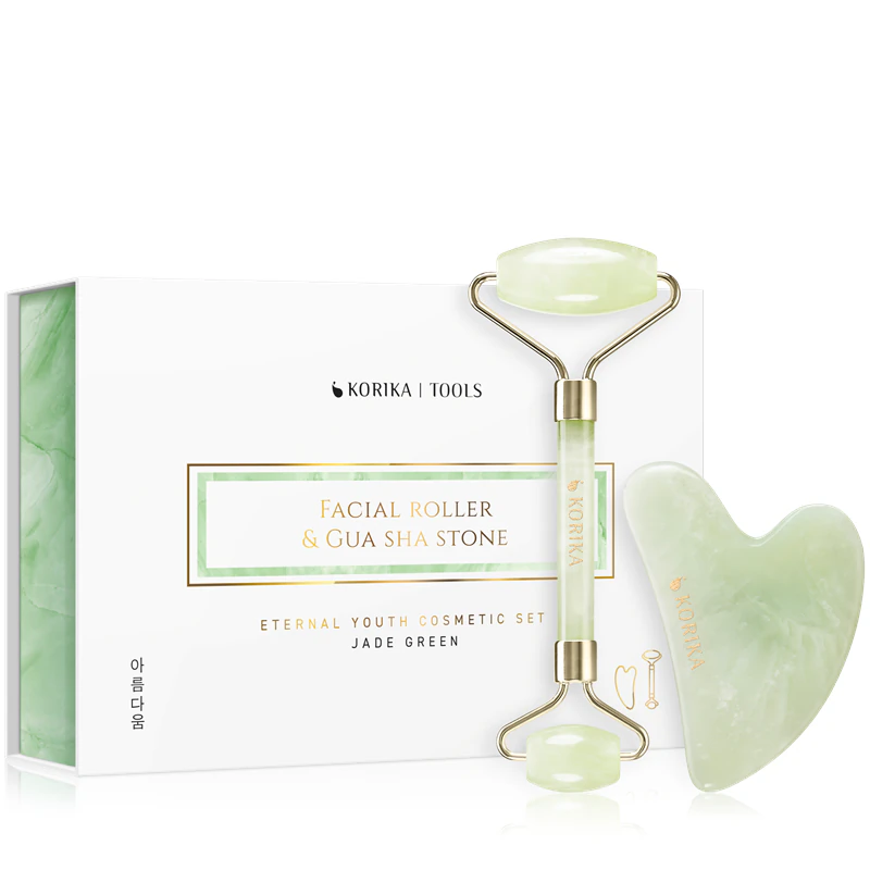 Rolo facial KORIKA Tools e Gua Sha verde jade