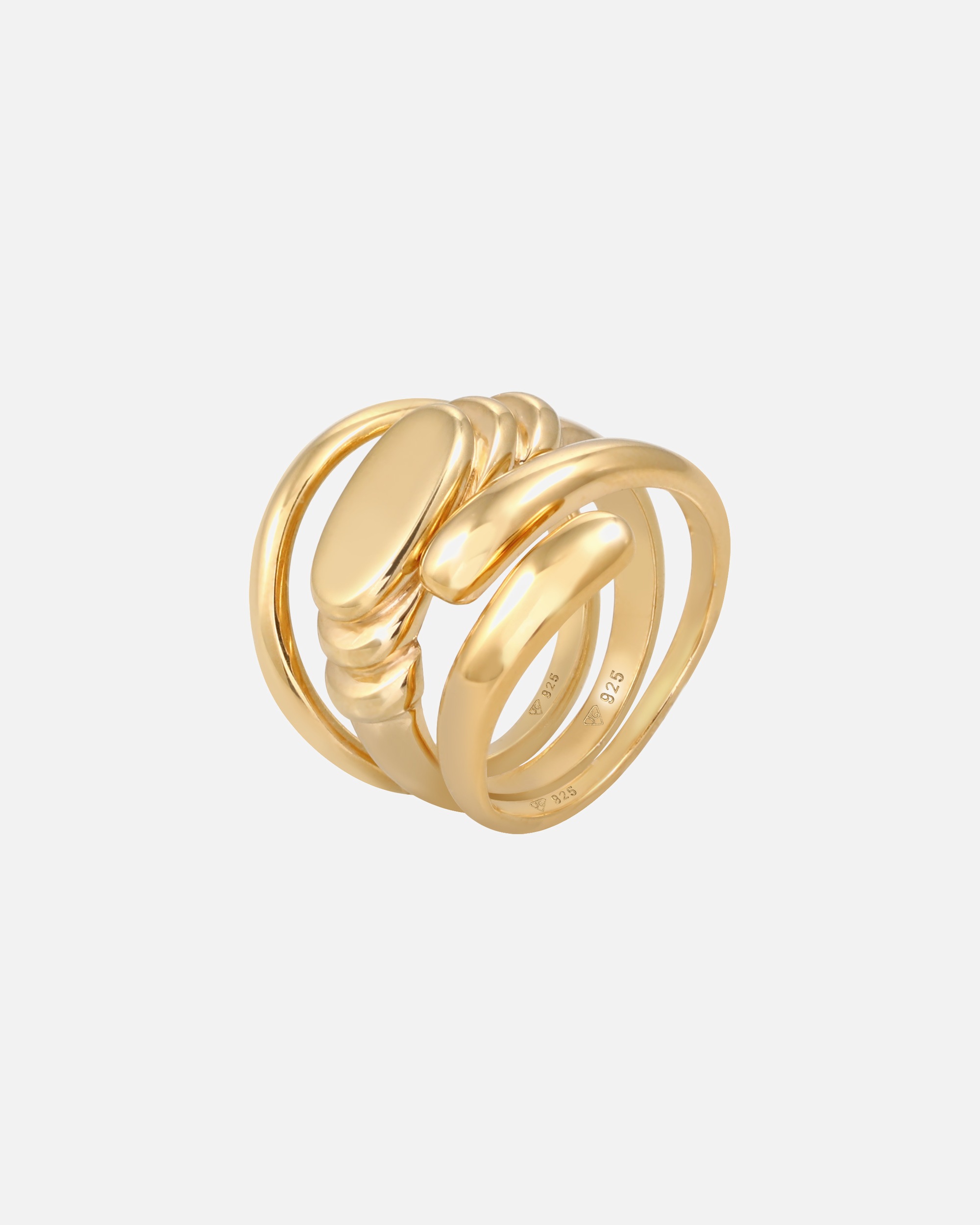 Elli PREMIUM Bague à anneau pour femme Bague de signalisation Bague enveloppante Trio Set de base en argent sterling 925