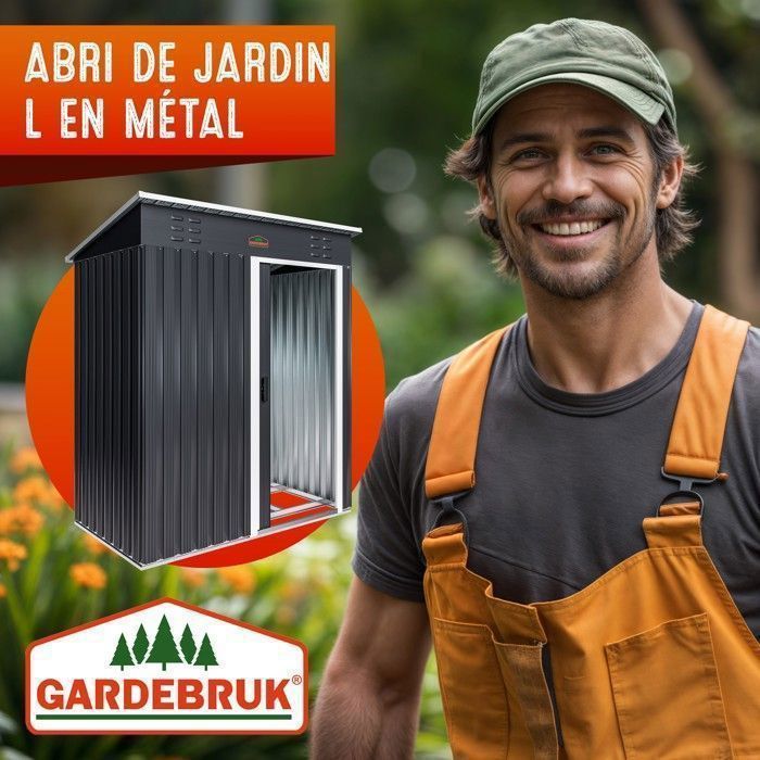 Caseta de jardín GARDEBRUK de 185x165x90 cm con puerta corredera color antracita
