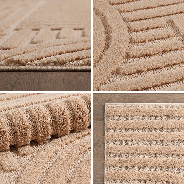 Teppium Tapis de Salon et Chambre à Poils Bouclés Rose 60 x 110 cm style bohème scandinave tapis décoratif