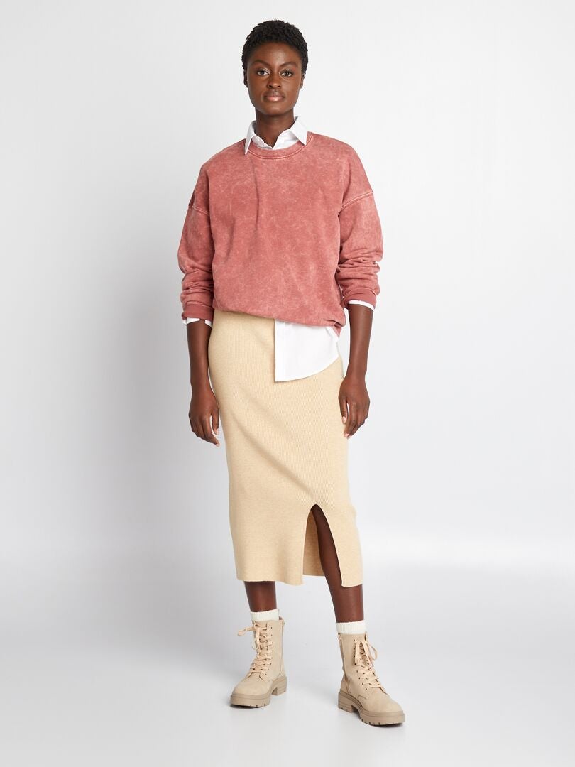 Oversized sweatshirt van fleecestof - ROOD