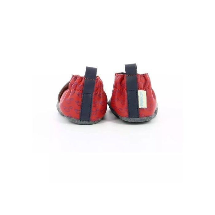 Pantofole da neonato - ROBEEZ - Lupo Felice - Grigio - Pelle - Senza lacci