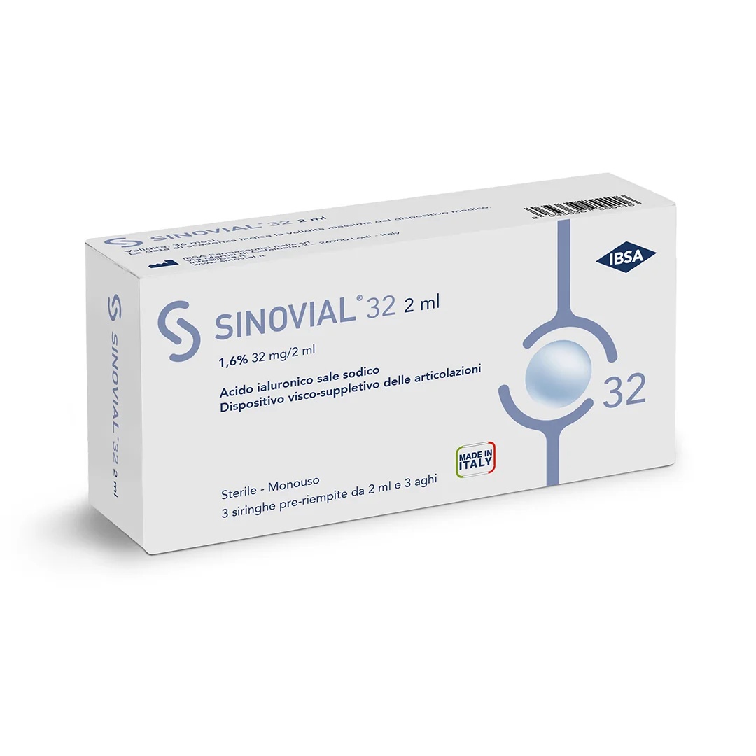 Intraartikuläre Synovialinjektion bei Striga, 32 + 21 Gauge Nadeln, 3 Stück, Hyaluronsäure 1,6 % (32 mg/2 ml), 1 FS