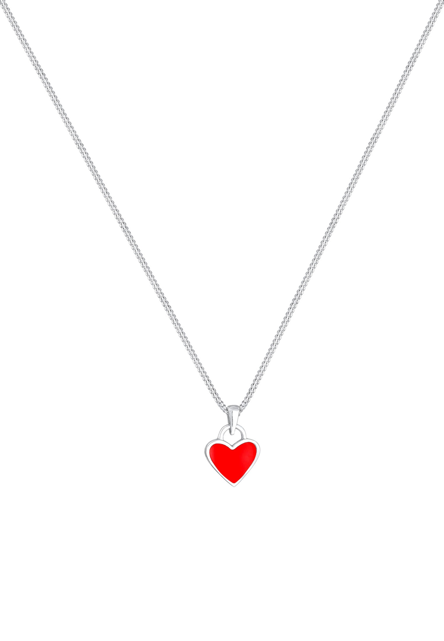 Elli Enfants Pendentif Cœur Mignon avec Émail rouge en Argent Sterling 925