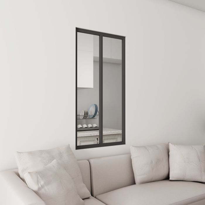 Verrière Atelier Noir 63 x 108 cm - Aluminium , Verre Trempé 4 mm - 2 vitrages - AICA