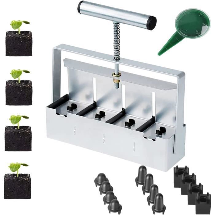 Bloc de Terreau Manuel 4pcs 5cm pour Planter des Graines, Presse Motte pour Semis Outil pour Planter des Graines de Jardin en