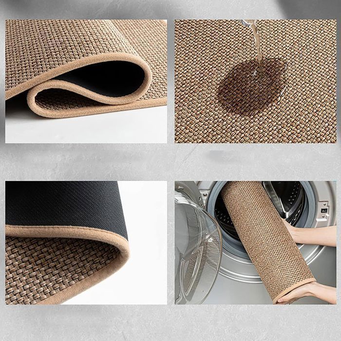 Tapis de Cuisine Devant Evier Antidérapant en Caoutchouc et Lavable, Lin,  Marron , 44 x 120cm