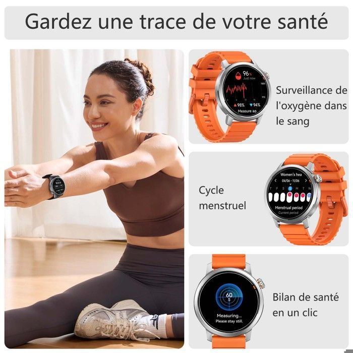 Relógio inteligente KOSPET Orb para homens e mulheres, com certificação IP68 integrada, monitor de atividades de 1,43 polegadas, compatível com Android, iOS, Samsung, Xiaomi e iPhone.