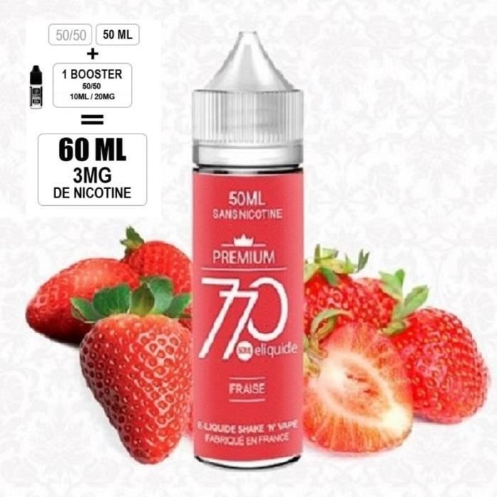 Líquido para vapear de 60 ml con 3 mg de nicotina - Marca: 770 - Sabor: Fresa