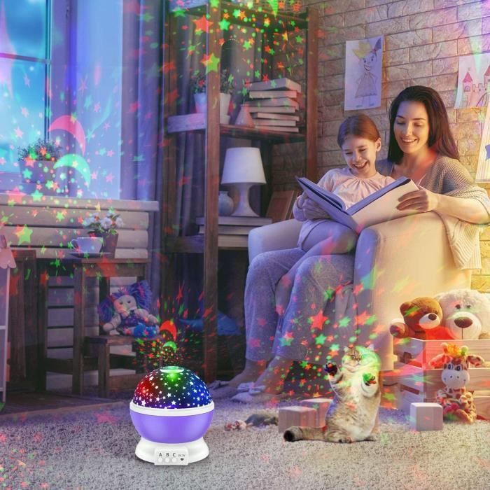 Lámpara de noche infantil con forma de estrella - Lámpara de proyección giratoria de 360° - KT04 - Azul - Infantil