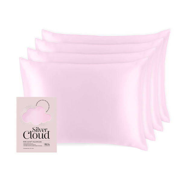 Sada 4 povlaků na polštář Silver Cloud Pink Satin