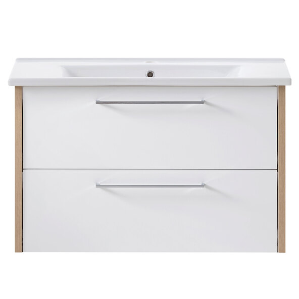 Wastafelmeubel Fano 850, licht eiken/krijtwit