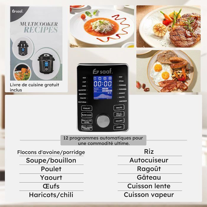 Multicuiseur Avec Airfryer – Set De 15 Pièces – 24 Programmes – Slowcooker, Cuiseur À Riz, Vapeur & Cocotte-Minute – 6L[MU736]