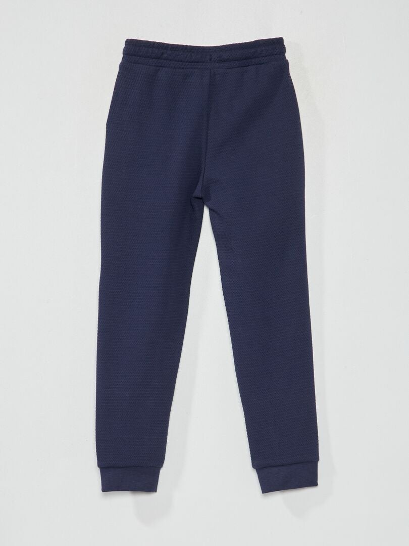 Joggingbroek van katoenpiqué - Slim Fit - Blauw/Zwart