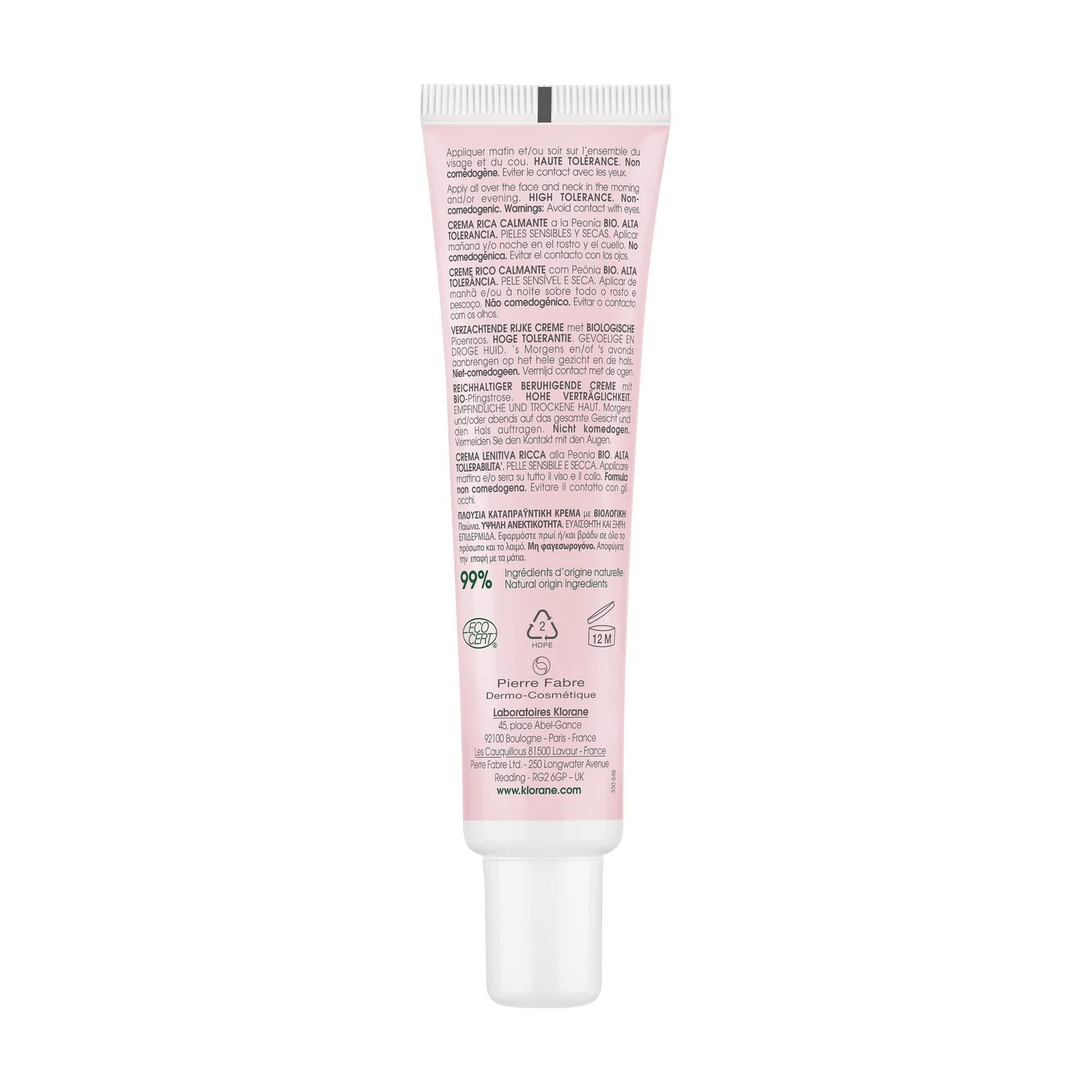 Peonia Viso Crema Ricca Lenitiva alla Peonia BIO - Tratt.viso 24 ore lenitiva