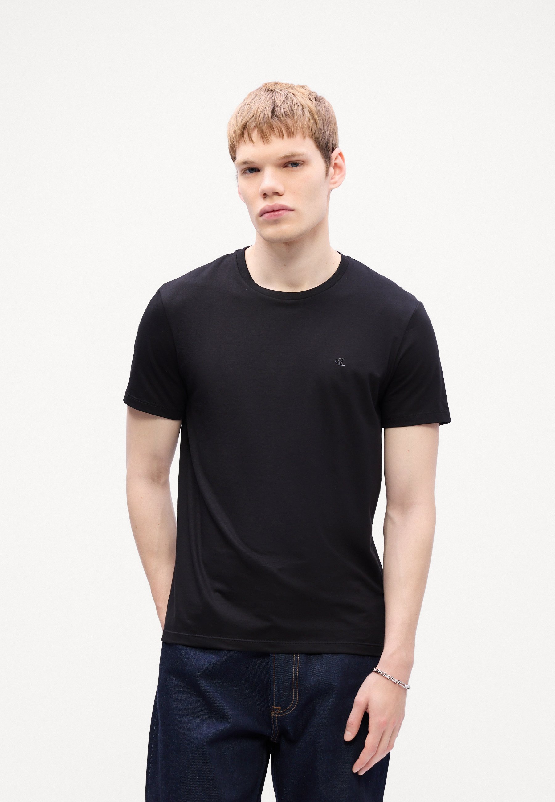 Calvin Klein SLIM TEE 2 PACK - Koszulka basic - czarna