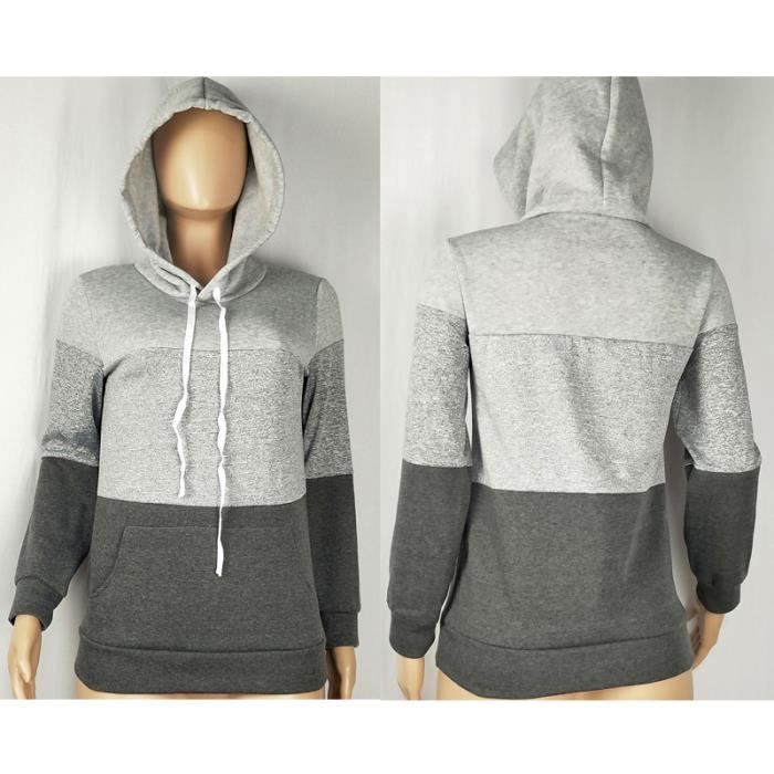 Sweat-shirt Femme en capuchonné de Marque Épissure - LEOCLOTHO - Gris - Manches longues - Casual