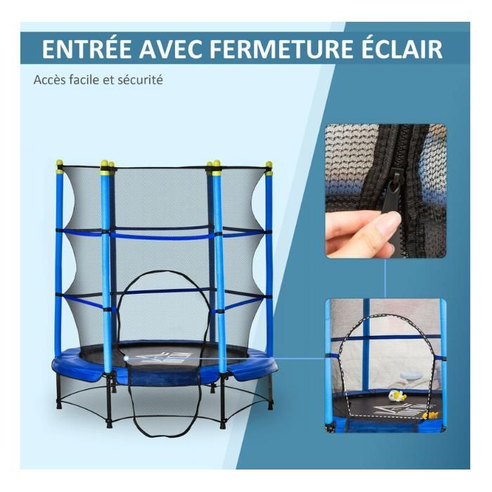 Trampoline Ø140cm – Maximum load 45kg – Galvanized steel frame – Durable safety net