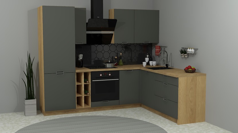 Komplet kuchenny narożny Sile 255x200 cm antracyt mat