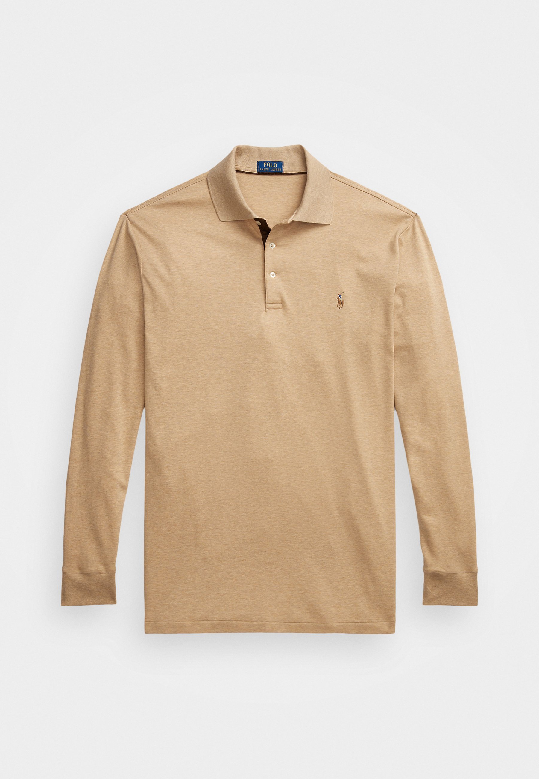 Polo Ralph Lauren Big & Tall zacht katoenen poloshirt met lange mouwen - Poloshirt - klassiek camelkleurig gemêleerd