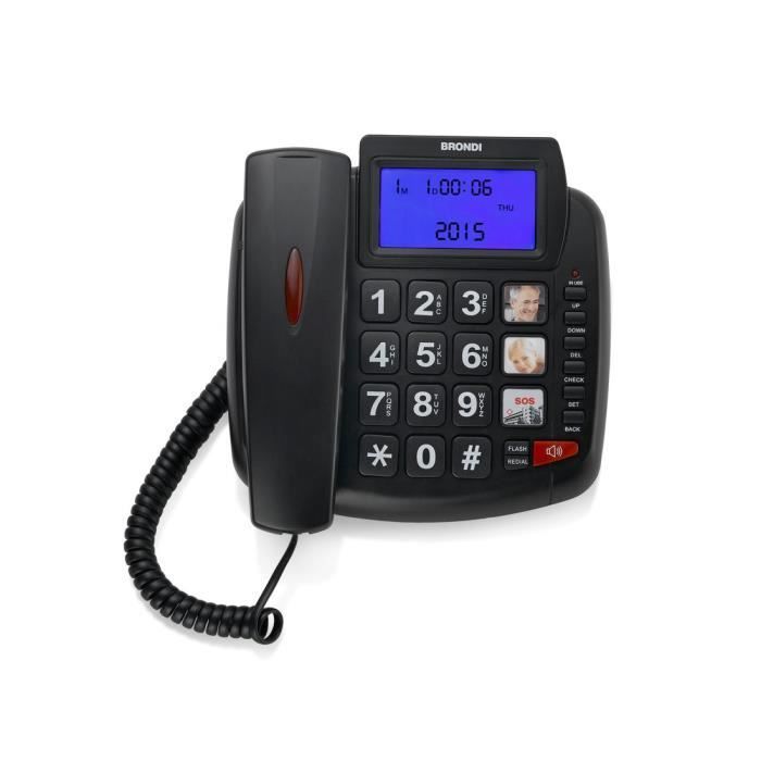 Telefono fisso Brondi Bravo 90 - Vivavoce, identificativo del chiamante - Nero