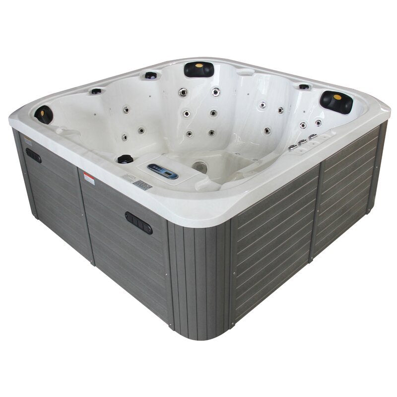Sol 72 Outdoor? Aire 6 - Person 54 - Jet akryylinen neliönmuotoinen poreallas otsonaattorilla harmaana