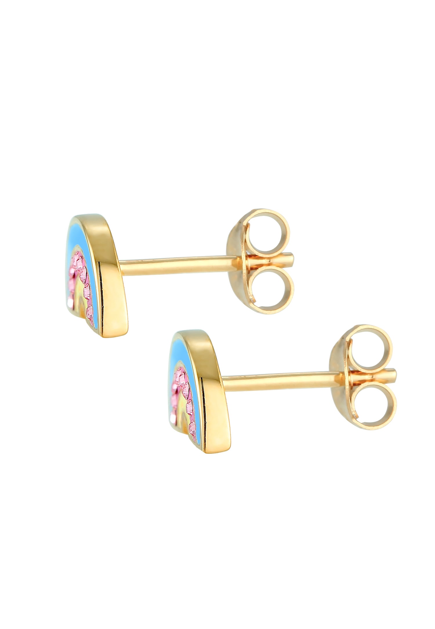 Elli Arc-en-Ciel avec Cristaux Clous d'Oreilles Enfants-Plaqué Or Argent (925/1000)
