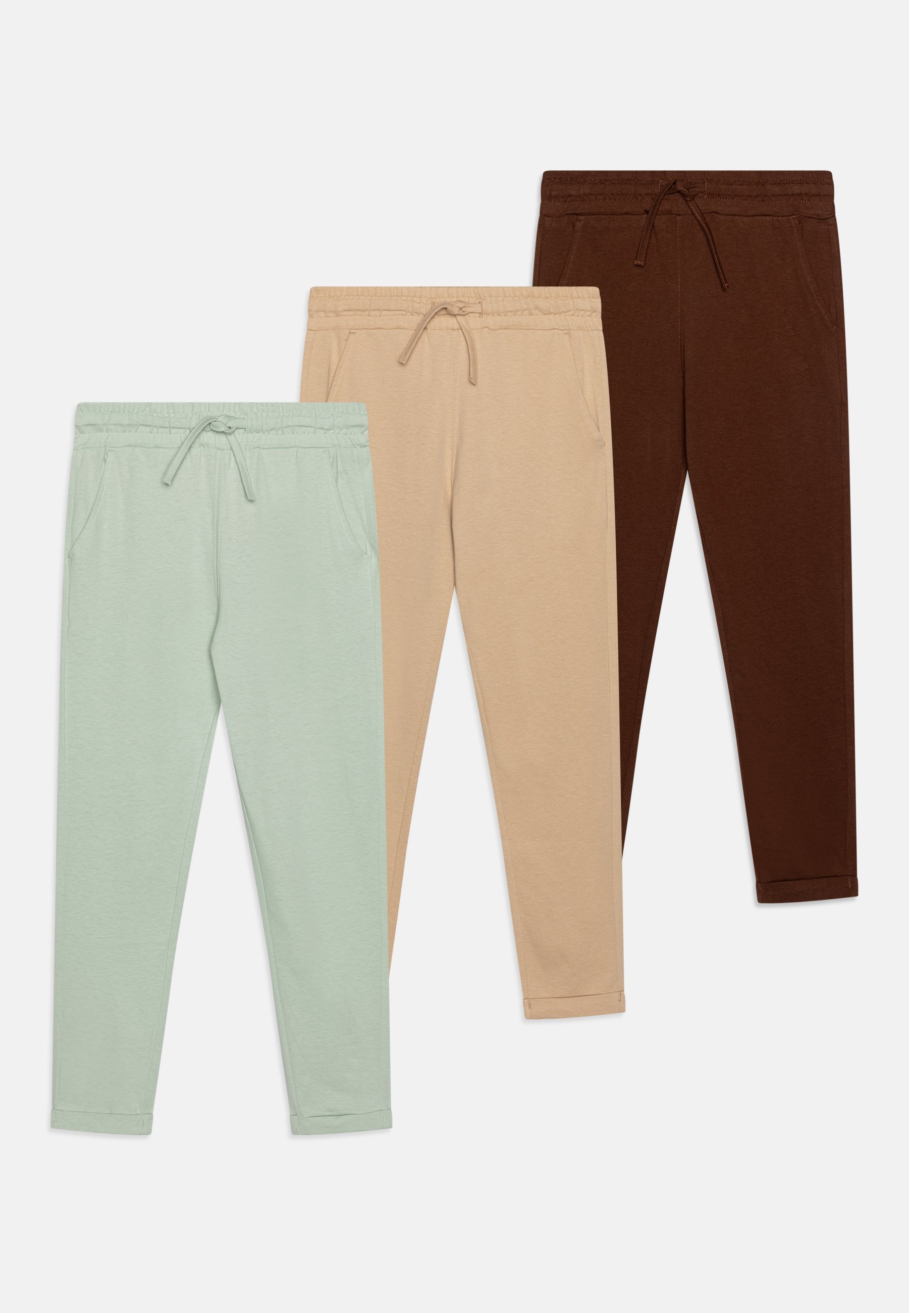 Friboo LEHKÉ TEPLÁKOVÉ KALHOTY UNISEX 3 PÁK - Teplákové kalhoty - mátově hnědá/světle hnědá/hnědá