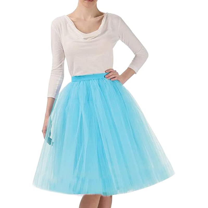 Gonna da ballo/festa corta da donna a trapezio, lunghezza al ginocchio, in tulle.