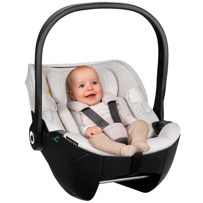 Seggiolino auto LIONELO Moxie i-Size per neonati - Porta bebè 40-87 cm - Tessuto in bambù naturale - Leggero - 0-13 kg - Gruppo 0+ - Beige