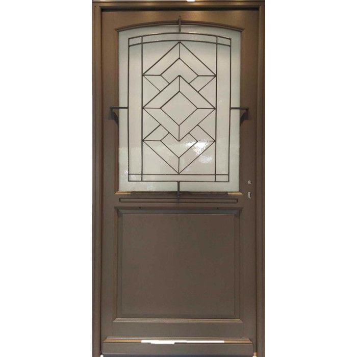 Porte d'entrée Bois Vitrée Elodie Gris Quartz, H.215xl.90 cm Côte Tableau p. Gauche
