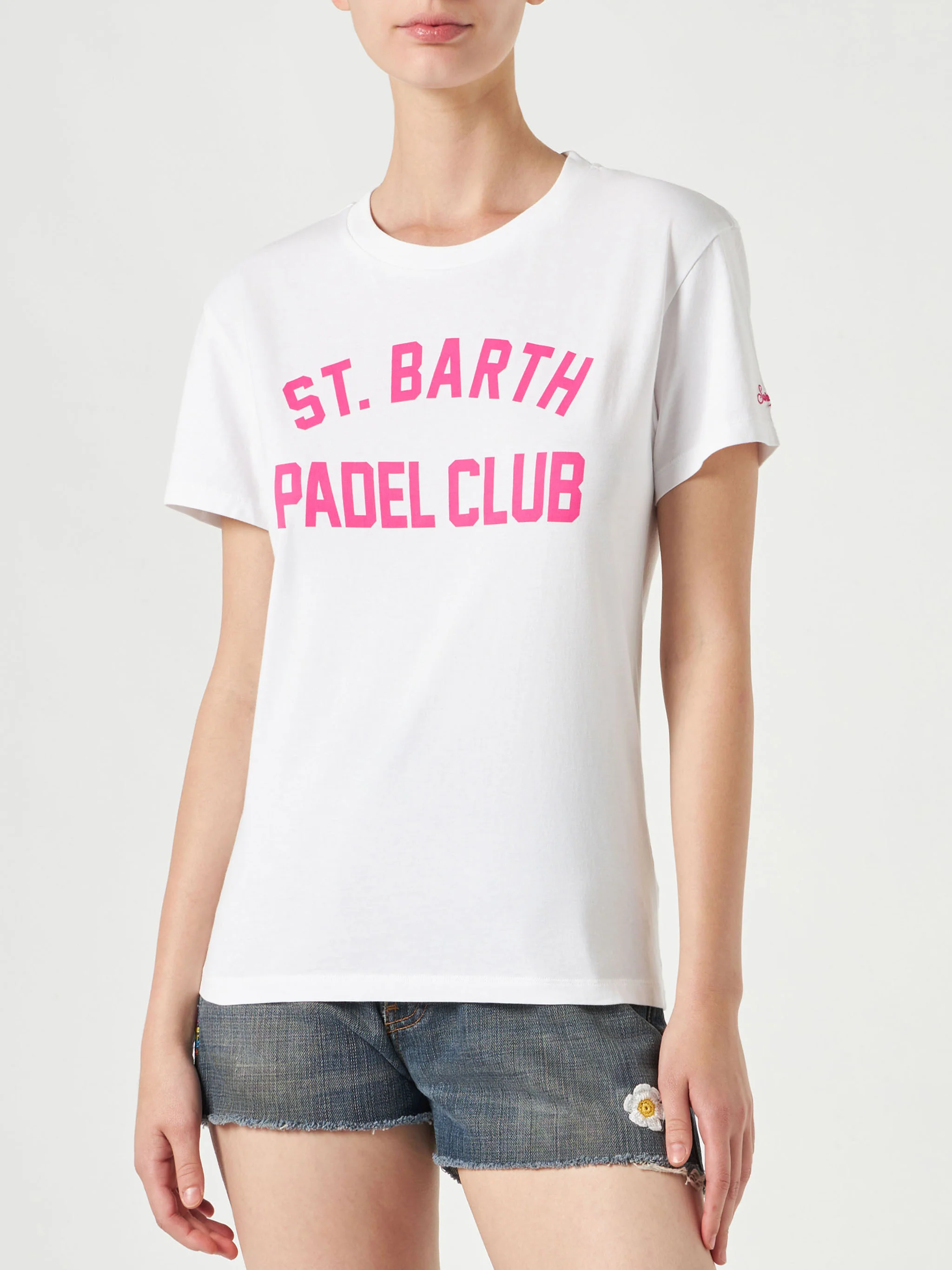 Dames katoenen T-shirt met opdruk van de St. Barth Padel Club