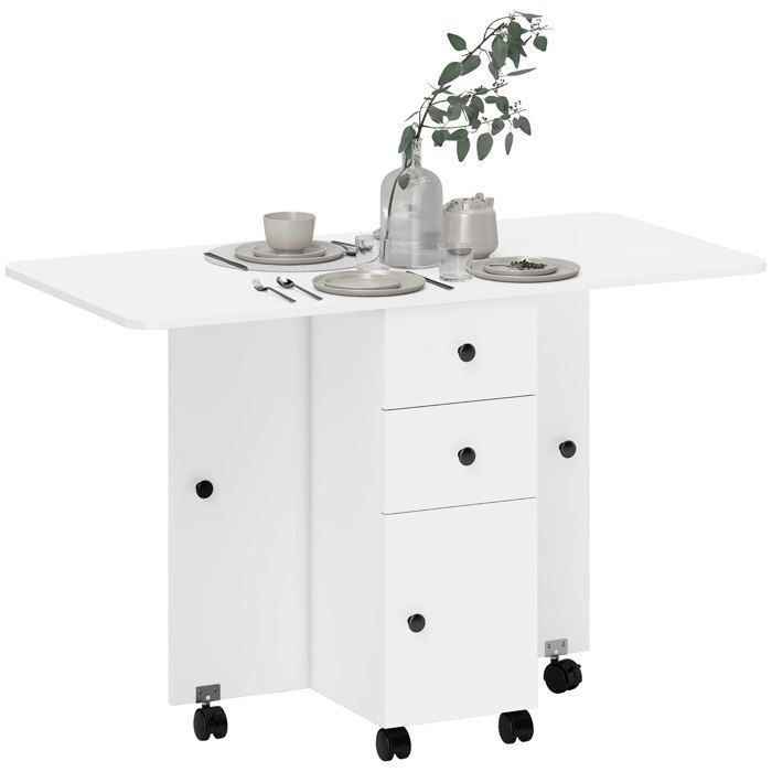 HOMCOM - Table de cuisine pliable - Panneau de particules - 120x60x76,5cm - Blanc