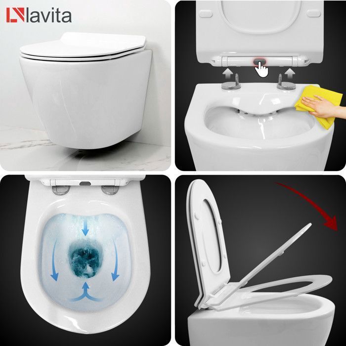 Lavita LAV101 WC frame element 40cm + SOGO SLIM wall-hung toilet, white, rimless + LAV3.1 white flush plate | Complete set |