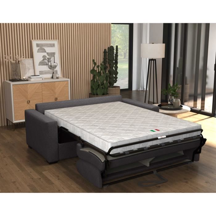 Express-Schlafsofa - MARIUS - Anthrazitfarbener Stoff - 14 cm Matratze - 190 x 100 x 87 cm