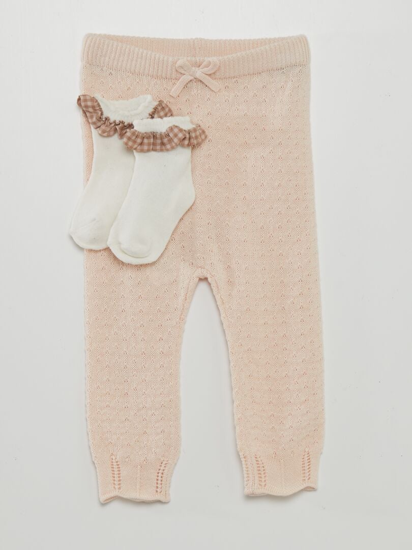 Conjunto de leggings y calcetines de punto - ROSA