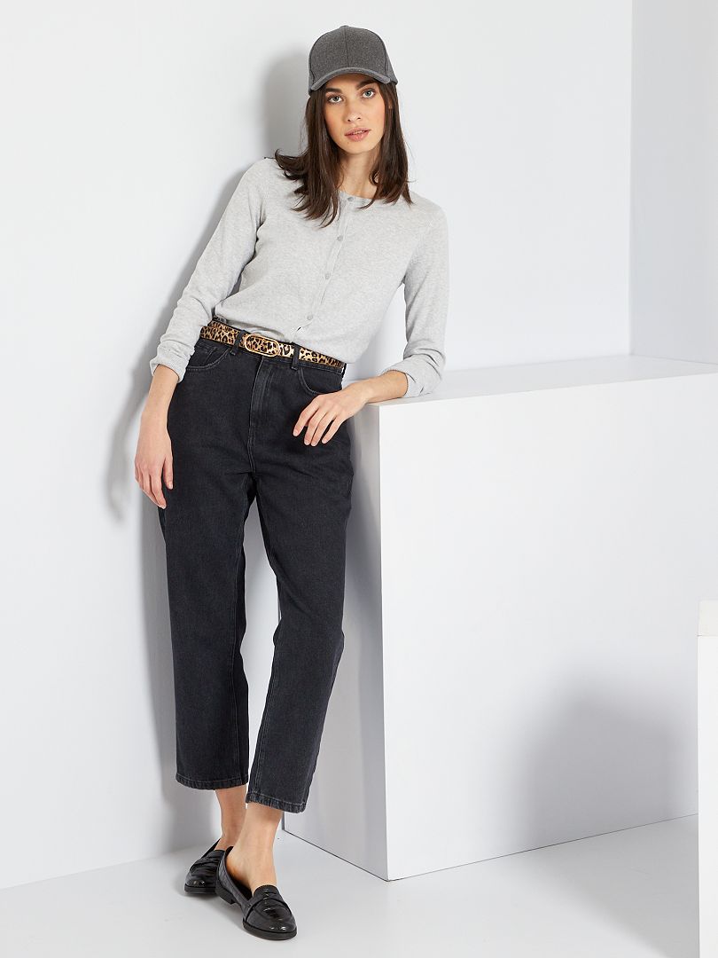 Gebreid vest met knoopsluiting - GRIJS