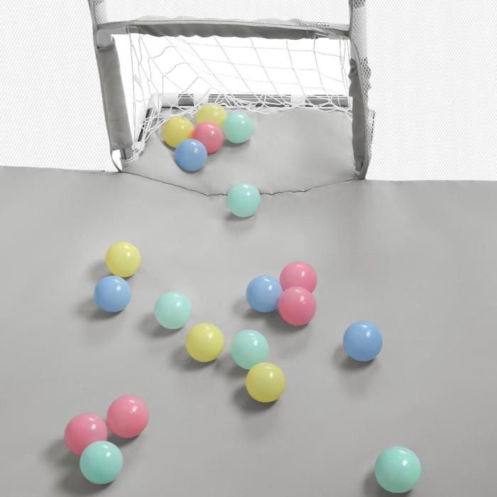 Parque infantil de seguridad - MIPAN - Valla para bebés con pelotas de mar + 4 asas - 180*120*66cm - Gris claro